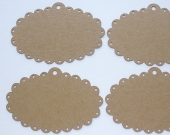 ORNATE SCALLOP TAG  Chipboard Die Cuts - Bare Oval Scalloped Tags - 3.5" x 5"