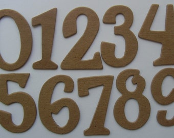 Raw Bare Natural Chipboard Die Cuts ELEGANT NUMBERS 2/" 22 Pieces