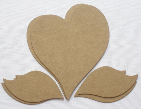 {4} LARGE HEARTS Raw Bare Unfinished Chipboard Die cuts