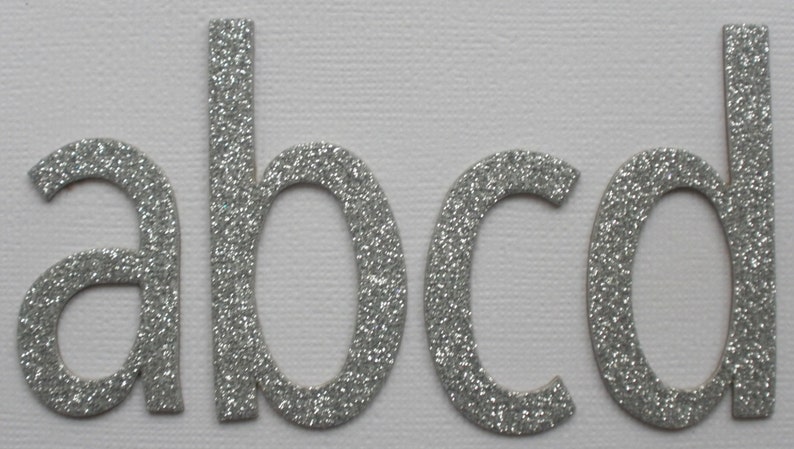 silver glitter chipboard alphabet letters lowercase simple etsy