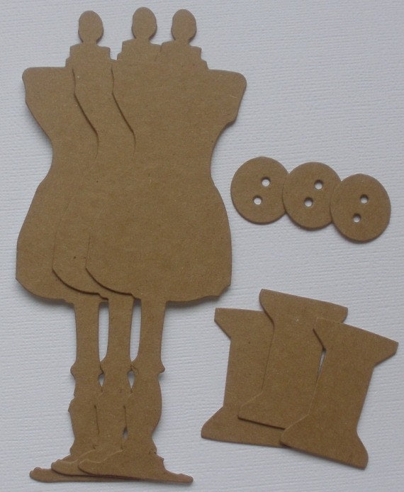 3 SEWING KITS - Dress Form - Raw Chipboard Bare Die Cuts - 3 Dress Forms,  Buttons & Spool - Etsy