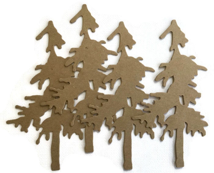 Mini Chipboard Pine Tree * Set of Ten — The Die Cut Shop