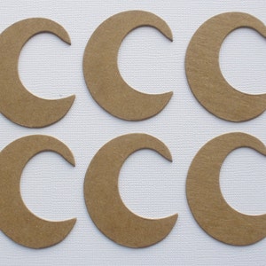 CRESCENT MOON Bare Unfinished CHiPBOARD Die Cuts Halloween Diecuts 2 inch tall image 1