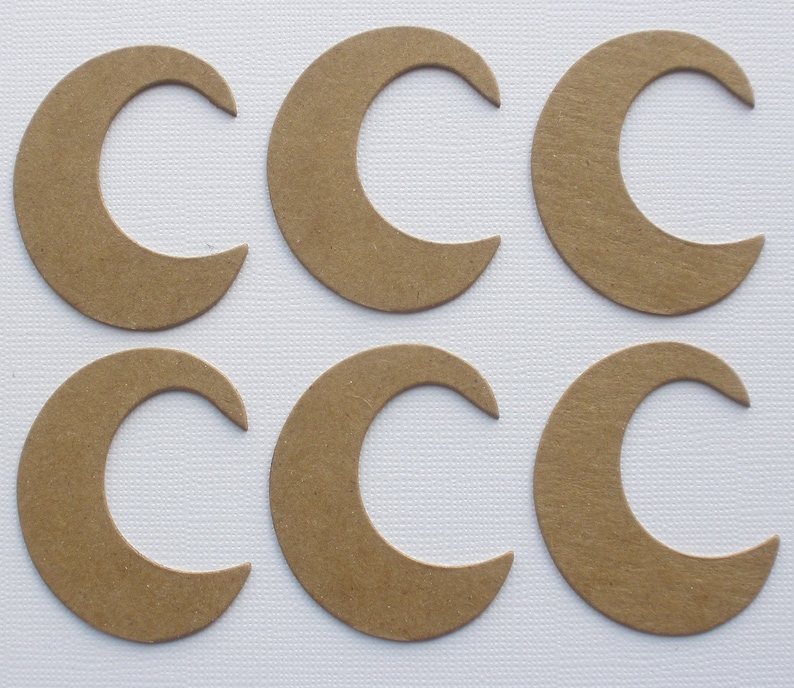 CRESCENT MOON Bare Unfinished CHiPBOARD Die Cuts Halloween Diecuts 2 inch tall image 1