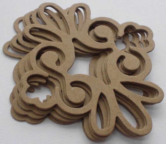 {6} *ELEGANT FLOURISH* Mix Set Bare Chipboard Die Cuts
