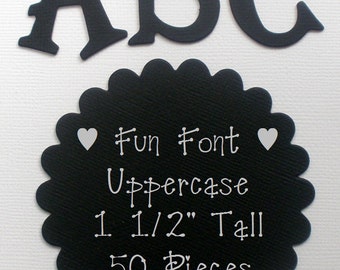 CUSTOM BLACK LETTERS - 1.5" Tall - Fun Serif Font - Choose from Chipboard or Cardstock Die Cut Letters