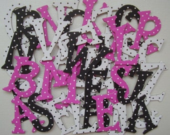 Polka Dot spaanplaat Letters / alfabet sterven snijdt / roze wit zwart Polka Dots / 1.5" inch hoog