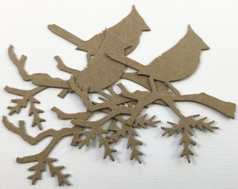 Christmas Cardinal Bird Chipboard Die Cuts - Bare Alterable Embellishments