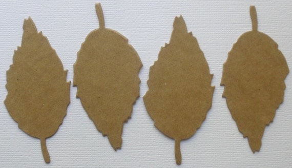 4 TATTERED LEAVES - Style 3 Raw Bare Leaf Foliage Unfinished Chipboard Die Cut
