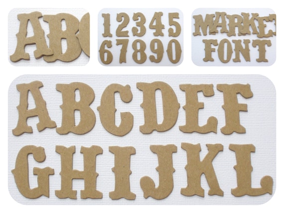Raw Bare Natural Chipboard Die Cuts ELEGANT NUMBERS 2/" 22 Pieces