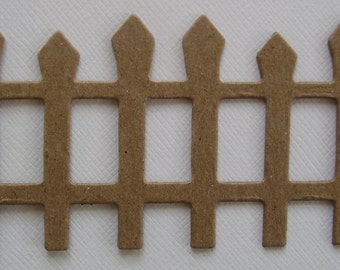 Picket Fence Chipboard Die Cuts - Bare Diecuts - Scrapbook Embellishments - 1 3/4" x 3 1/4" inch