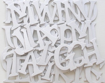White Chipboard Alphabets, Die Cut Letters, Scrapbook Letter Diecuts ,  1.5" inch tall, Choose: Uppercase / Lowercase