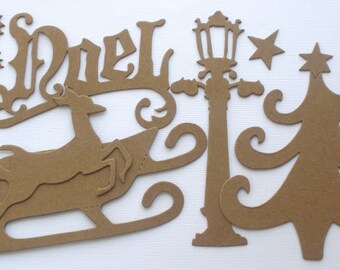 CHRiSTMAS WONDERS Chipboard Die Cuts - Holiday Kit - Bare Alterable Diecuts - 40 Designs - 1 of Each Shape