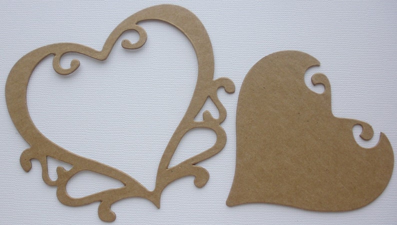 ORNATE HEART Picture Frames Chipboard Die Cuts / Bare Alterable Shapes image 2