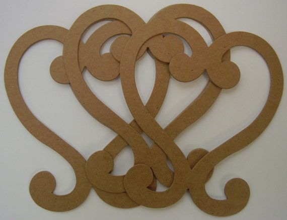 Raw Bare Unfinished Chipboard Die Cuts {10} LAYERED PRETTY HEARTS