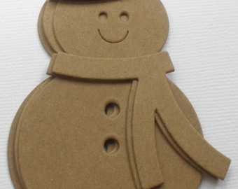 SNOWMEN w/ HAT & SCARF - Bare Snowman Christmas Chipboard Die Cuts - 3 1/4" Tall