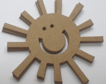 SMILEY SUN - Chipboard Die Cuts -  Sun Chipboard - Summer Die cuts - 3" inch