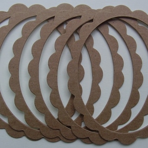 6 OVAL SCALLOP FRAMES Raw CHiPBOARD Bare Die Cuts