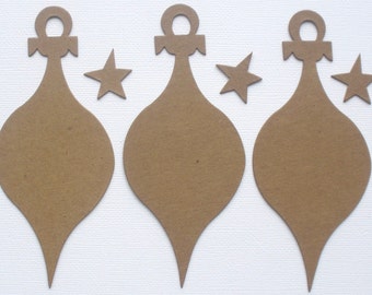 ViNTAGE LOOP TOP ORNAMENT - Bare Christmas Chipboard Die Cuts ----- 2 1/4" x 5  1/4"