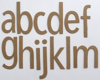 SIMPLE FONT - Raw CHiPBOARD Die Cuts - 26 lowercase Letters  - 2" to 2 1/4"