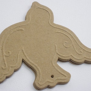 Embossed Bird Scroll - Chipboard Die Cuts - Bare Tag Embellishments