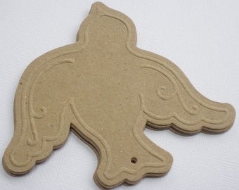 Embossed Bird Scroll - Chipboard Die Cuts - Bare Tag Embellishments