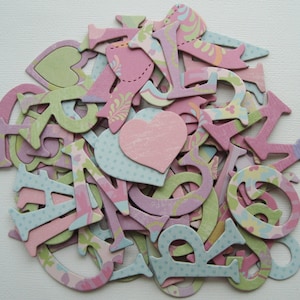 GiRLY SWEET  Pastel Chipboard Alphabet Letters / Pink, Purple, Blue, Green -  1.5&quot; inch Letters