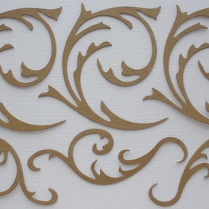 ELEGANT FLOURISH SCROLLS - Bare Chipboard Die Cuts - Decorative Accent Diecuts