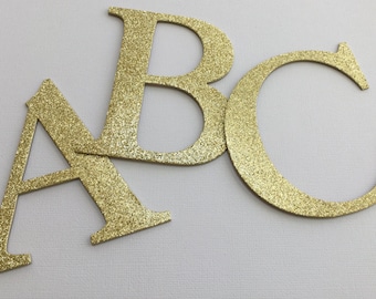 4" Large Gold Glitter Chipboard Alphabet Letters -  4" inch Letters - Banner Size - Full Color Selection