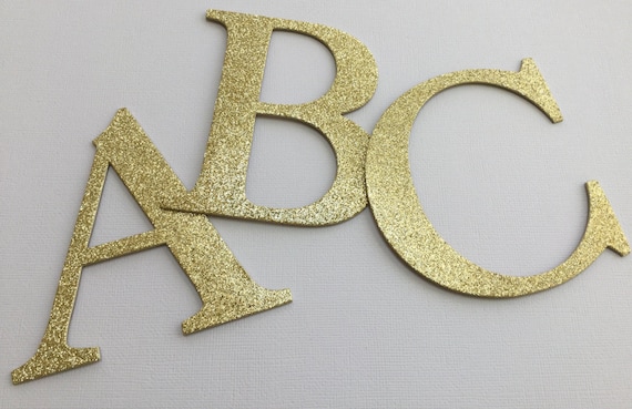 4 Large Gold Glitter Chipboard Alphabet Letters 4 Inch Letters Banner Size  Full Color Selection 