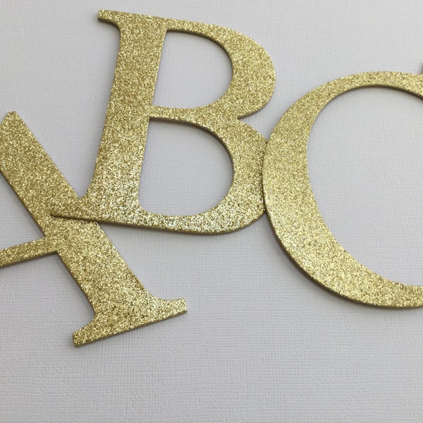 4" Large Gold Glitter Chipboard Alphabet Letters -  4" inch Letters - Banner Size - Full Color Selection