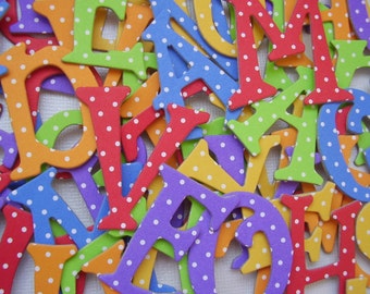 Primary Polka Dot Alphabets  - Chipboard Letters - Scrapbook Die Cuts  - 1.5 inch Tall