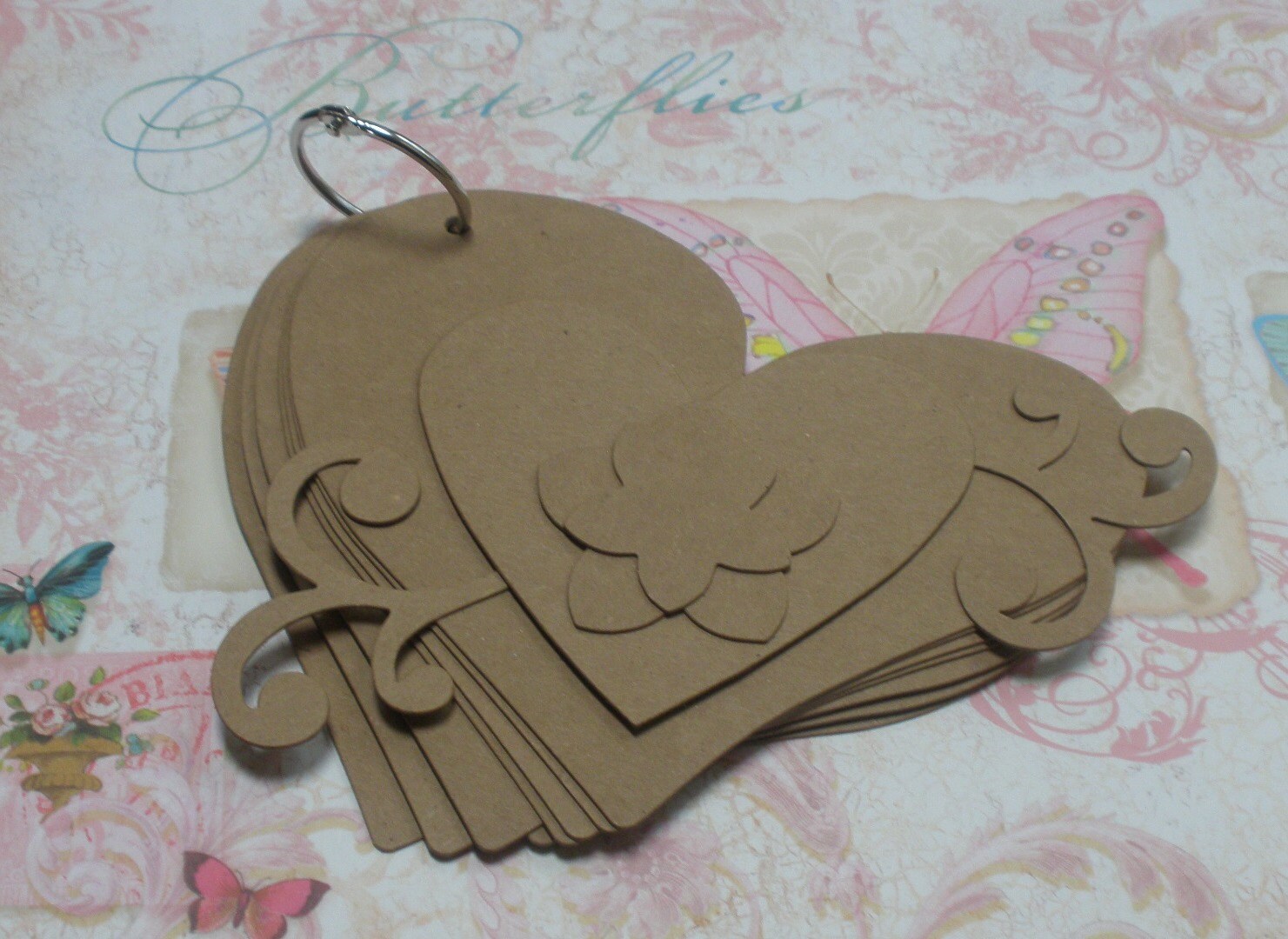 Heart-Shaped Album: 10 Pages Heart [Style-A] Bare Chipboard Ring Book  5x4-5/8