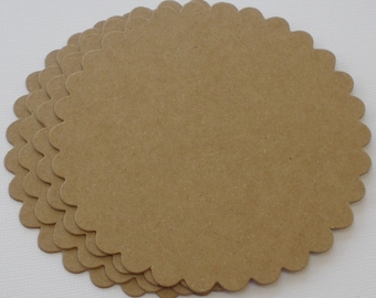LARGE SCALLOP Circles Chipboard Die Cuts - Bare Unfinished Circle diecut - 4.5" inches
