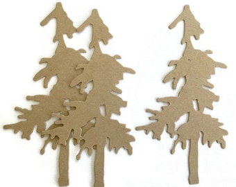 Thin Pine Tree  -  Chipboard Die Cuts & Bare Foliage Alterable Embellishments