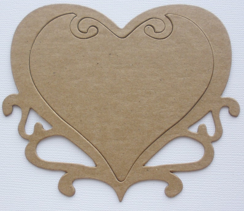 ORNATE HEART Picture Frames Chipboard Die Cuts / Bare Alterable Shapes image 3