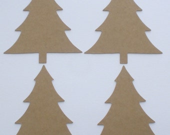 4 CHRISTMAS TREE - Raw Christmas CHiPBOARD Bare Die Cuts