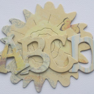 SUN KISS LEMON - Chipboard Alphabet Letters and Note Die Cuts -  1.5&quot; inch Letters - 50 Piece Set