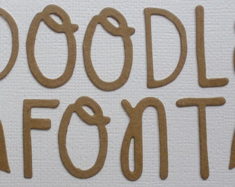 DOODLE BLOCK FONT -  64 Piece Set - Letters / Heart / - Raw CHiPBOARD Die Cuts - 1 1/4"