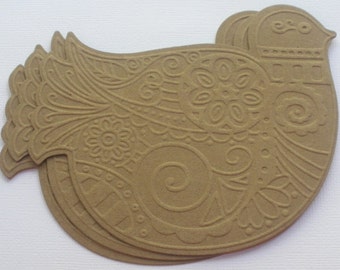 EMBOSSED PARTRIDGE -  Chipboard Die Cuts - Bare Christmas Bird Designs