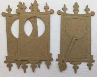 Wall Clock - Chipboard Die Cuts - Ornate Grandfathers Clock - Bare Vintage Steam Punk Embellishments