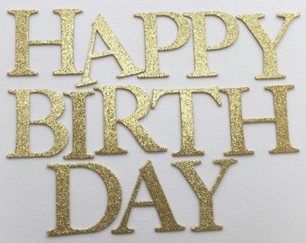 HAPPY BIRTHDAY - Large Glitter Chipboard Alphabet Letters -  4" inch Letters - Banner Size