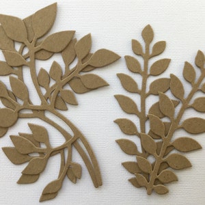 Garden Greens Vine Leaf Foliage - Chipboard Die Cuts - Bare Branch Leaves Embellishments