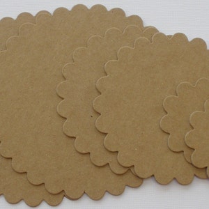 6 NESTiNG SCALLOP CiRCLES - Graduated Matts Bare Cardboard  / Chipboard Die Cuts
