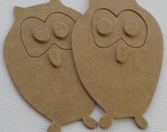 OWLS -  Mini Cute Owl  - Bare CHiPBOARD Animal Bird Die Cuts - 1 1/2" x 2 1/2"