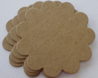 2" inch MiNi SCALLOP CiRCLE Chipboard Die Cuts  - Bare Unfinished  Diecut Circles