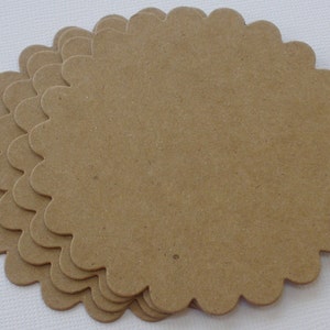 MEDiUM SCALLOP Circle - Chipboard Die Cuts - Bare Unfinished Circles Diecuts - 3 3/8&quot;
