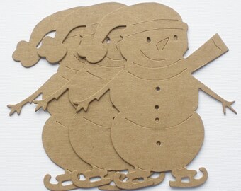 Skating Snowmen   - Bare Christmas Snowman  Chipboard Die Cuts - 5"