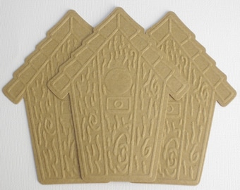 Embossed Primitive Birdhouse - Chipboard Die Cuts - Bare Bird House Embellishments - 4 1/8" Wide x 5 1/4" Tall