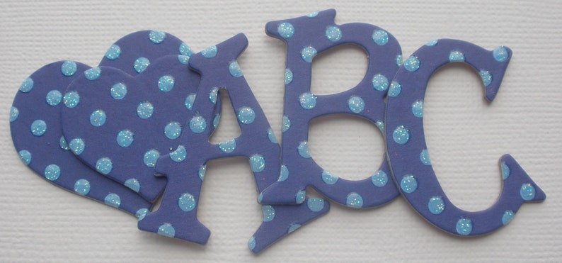 DARK BLUE Glitter Polka Dot Chipboard Alphabet Letters 1.5 inch 50 Pc Set image 1